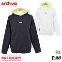 アルチビオ archivio メンズ パーカー フーディ トレーナー 裏起毛 ダンボールニット調 フード内側ネオンカラー 配色デザイン グログランワッペン付 【送料無料】 2025 秋冬 新作 ゴルフウェア