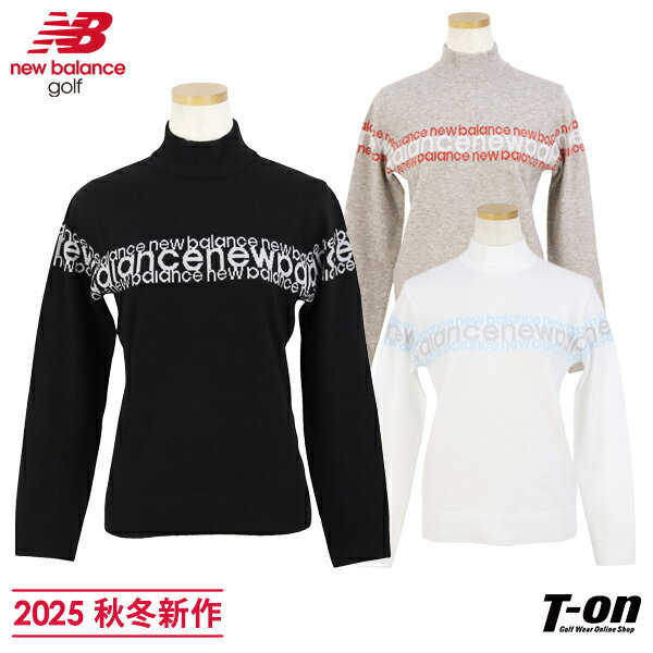 ニューバランス ゴルフ new balance golf レディース セーター ハイネック ニットプルオーバー モックネック 配色ラインロゴジャガード ウール調ニット 【送料無料】 2025 秋冬 新作 ゴルフウェア