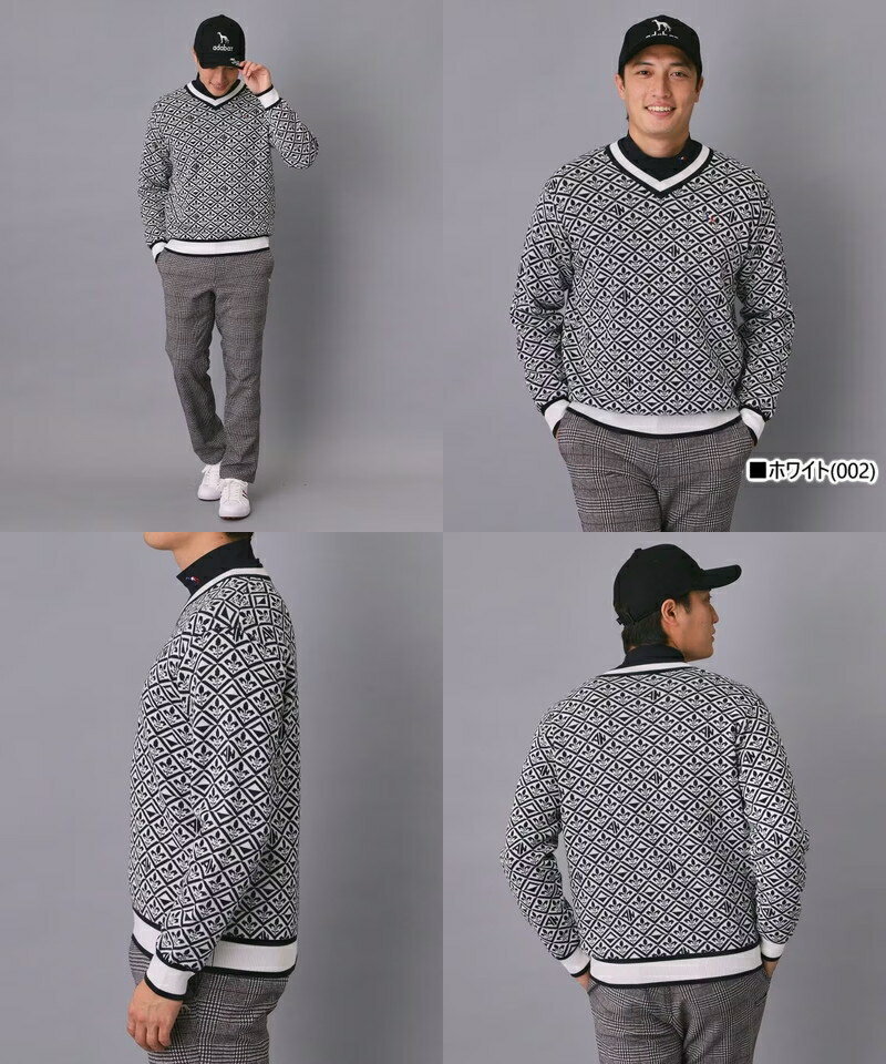 アダバット adabat メンズ セーター 【新レーベル ADABAT NAVY】 フルールドリスVネックニット 【送料無料】 2025 秋冬 新作 ゴルフウェア