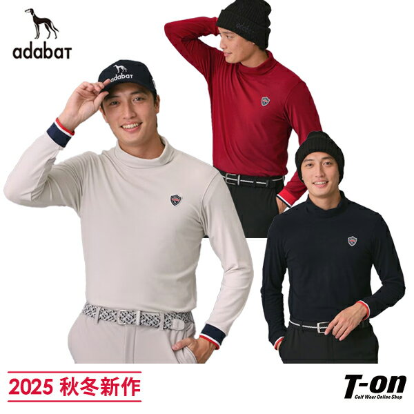 アダバット adabat メンズ ハイネックシャツ 長袖 モックネックシャツ 【新レーベル ADABAT NAVY】吸湿発熱 サーモスムースモックT 【送料無料】 2025 秋冬 新作 ゴルフウェア