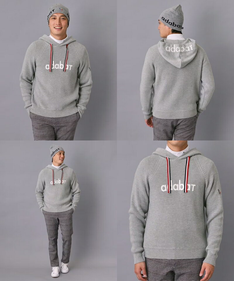 アダバット adabat メンズ セーター フード付 【新レーベル ADABAT NAVY】ニットフーディー 【送料無料】 2025 秋冬 新作 ゴルフウェア