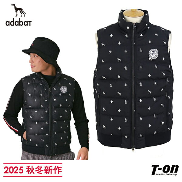 アダバット adabat メンズ ベスト 中綿ベスト 【新レーベル ADABAT NAVY】 エンブロイダリーモノグラム中綿ベスト 【送料無料】 2025 秋冬 新作 ゴルフウェア