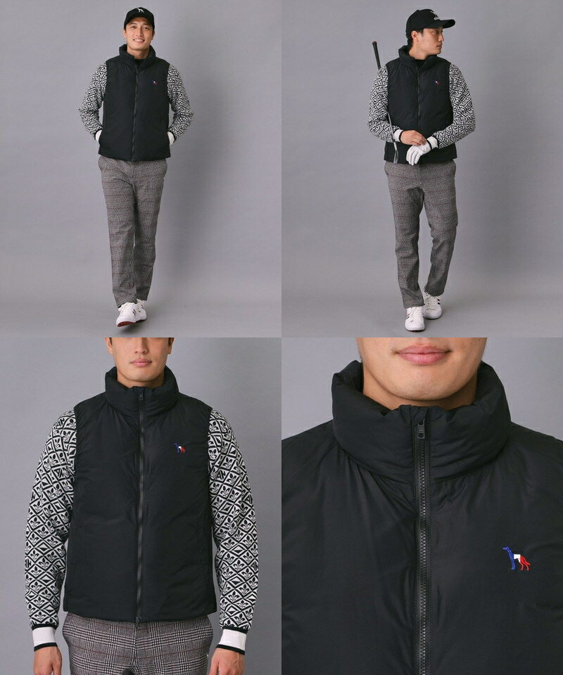 アダバット adabat メンズ ベスト ダウンベスト 【新レーベル ADABAT NAVY】 撥水 ジェットブラックダウンベスト 【送料無料】 2025 秋冬 新作 ゴルフウェア