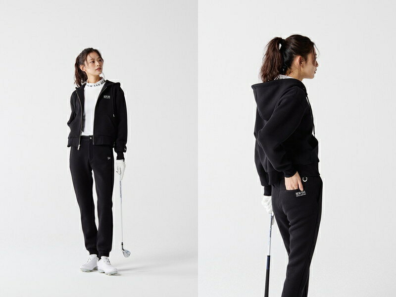 ニューエラ ゴルフ ニューエラ NEW ERA 日本正規品 レディース ブルゾン パーカー スウェット フーディー 撥水 ダンボールニット ロゴ刺繍付 クロップドトップス 【送料無料】 2025 秋冬 新作 ゴルフウェア