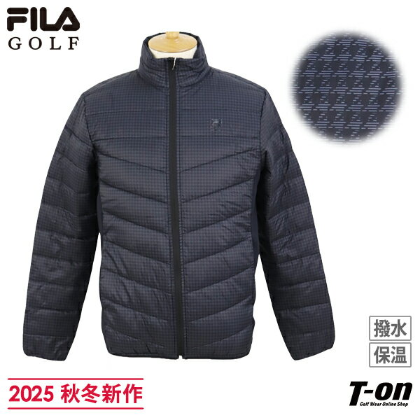 フィラ フィラゴルフ FILA GOLF メンズ ブルゾン 中綿ブルゾン ダウンブルゾン ダウン混 洗えるダウン 保温 撥水 脇ストレッチ素材切替 千鳥チェック柄 M〜3L 【送料無料】 2025 秋冬 新作 ゴルフウェア