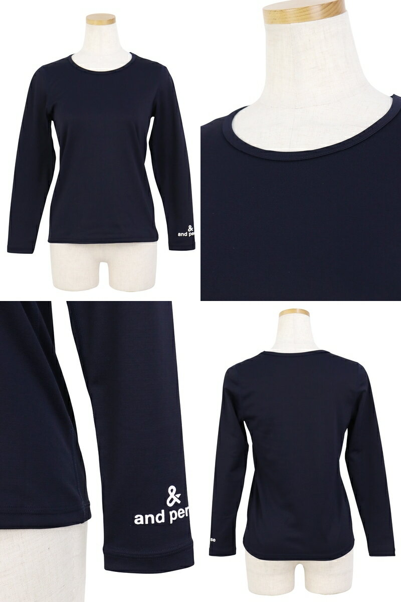 アンパスィ and per se レディース インナーシャツ 長袖 アンダーシャツ ラウンドネック 遠赤外線輻射素材 保温 UVカット ロゴプリント 【送料無料】 2025 秋冬 新作 ゴルフウェア