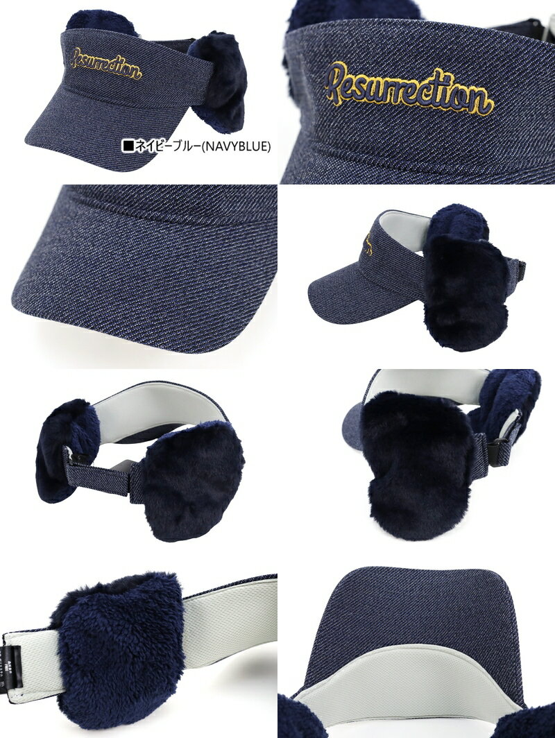 レザレクション Resurrection レディース サンバイザー 耳当て付き ボアイヤーマフサンバイザー 2WAY ツイード風素材 立体ロゴ刺繍 【送料無料】 2025 秋冬 新作 ゴルフ