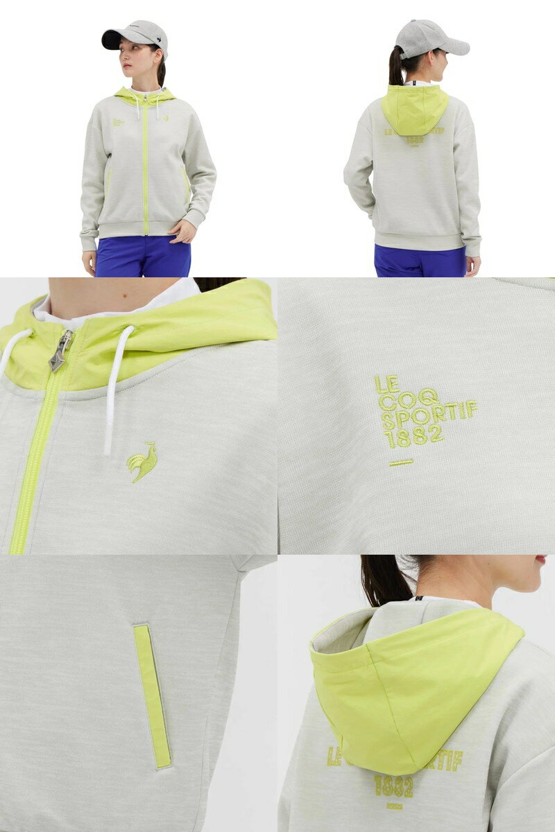 ルコックスポルティフ ゴルフ ルコック le coq sportif GOLF レディース パーカー ブルゾン スウェットフーディー UVカット 吸汗 異素材切替デザイン ロゴ刺繍 バックロゴプリント 【送料無料】 2025 秋冬 新作 ゴルフウェア