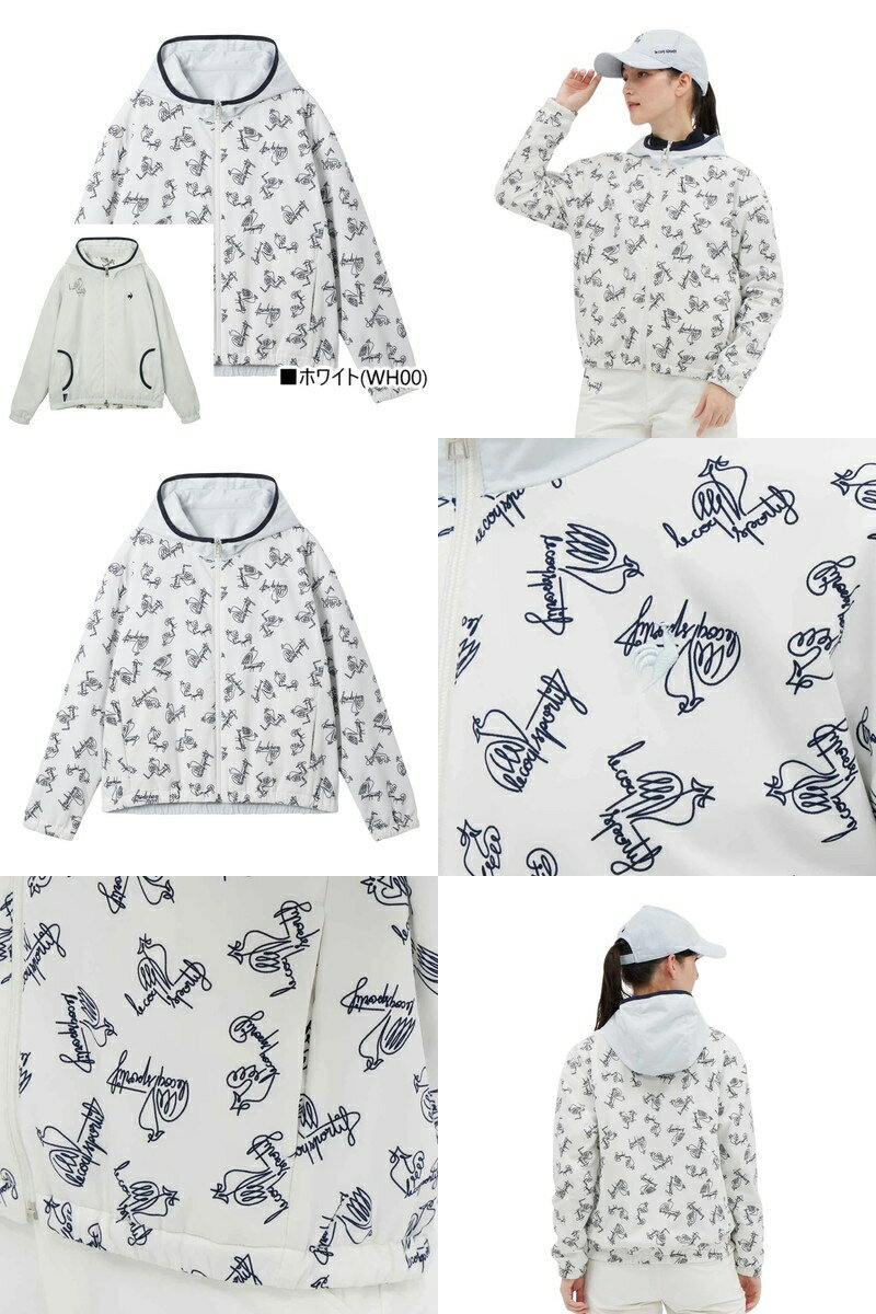 【ブラックフライデーP10倍】ルコックスポルティフ ゴルフ ルコック le coq sportif GOLF レディース ブルゾン フード付き リバーシブル 撥水 防風 保温 2WAY ロゴ飛び柄 M〜3Lまでご用意 【送料無料】 2025 秋冬 新作 ゴルフウェア
