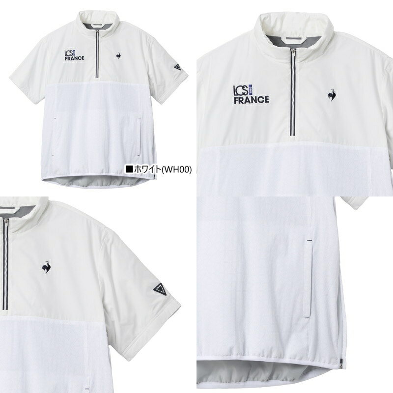 ルコックスポルティフ ゴルフ ルコック le coq sportif GOLF メンズ ブルゾン 半袖 中綿入り ハーフジップアップ 撥水 蓄熱 保温 防寒 防風 トライアングル柄 切替デザイン 重ね着に アウターベスト【送料無料】2025 秋冬 新作 ゴルフウェア