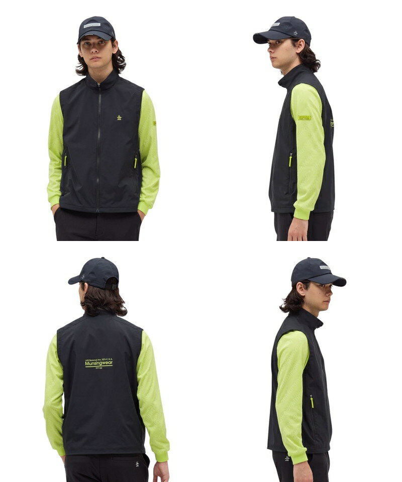 マンシングウェア Munsingwear メンズ ベスト アウターベスト 防風 保温 ストレッチ バックロゴプリント ロゴ刺繍付 裾ドローコード仕様 M〜3L 【送料無料】 2025 秋冬 新作 ゴルフウェア