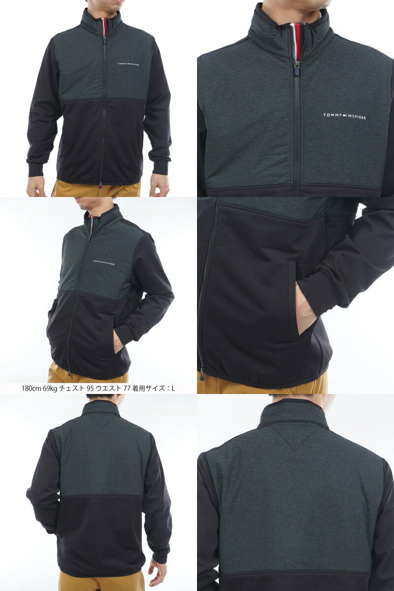 トミー ヒルフィガー ゴルフ TOMMY HILFIGER GOLF 日本正規品 メンズ ブルゾン ハイブリット中綿ジャケット 防風 保温 背中アクションプリーツ入り 素材切替 ロゴプリント 【送料無料】 2025 秋冬 新作 ゴルフウェア