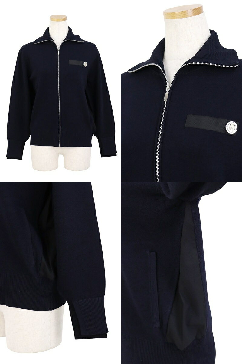 【ブラックフライデーP10倍】ランバン スポール LANVIN SPORT 日本正規品 レディース ブルゾン ニットブルゾン ハイネックにもなる 艶感ニット素材 サイド異素材切替 袖口2重リブデザイン メタルロゴプレート 【送料無料】 2025 秋冬 新作 ゴルフウェア