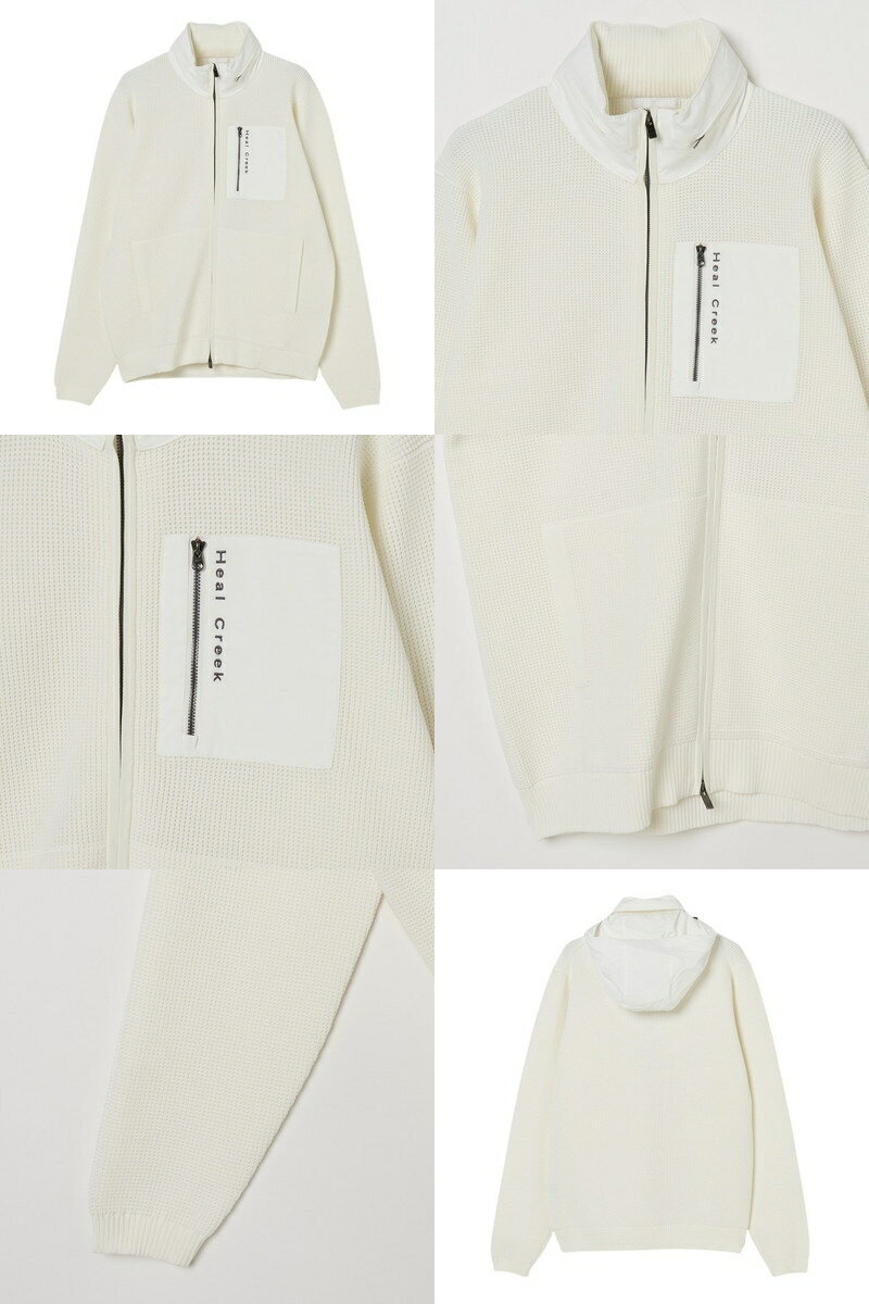 ヒールクリーク Heal Creek メンズ ブルゾン ニットブルゾン 撥水 収納できるフード付 異素材ディテール 胸ポケット付 ロゴ刺繍入り 【送料無料】 2025 秋冬 新作 ゴルフウェア