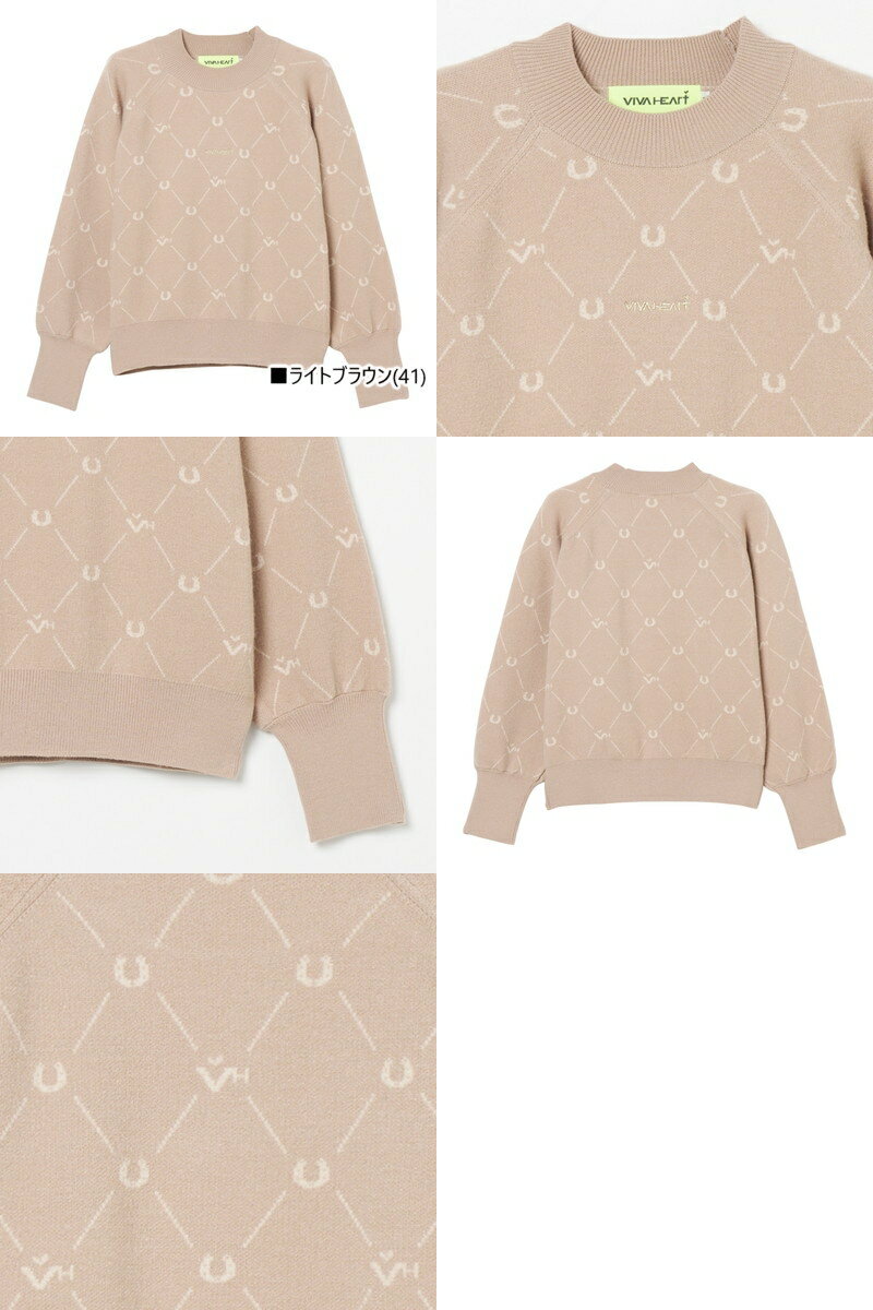 ビバハート VIVA HEART レディース セーター モックネック ラシェル柄 ジャカードニットプルオーバー 格子×蹄鉄柄ラシェル ロゴ刺繍 【送料無料】 2025 秋冬 新作 ゴルフウェア