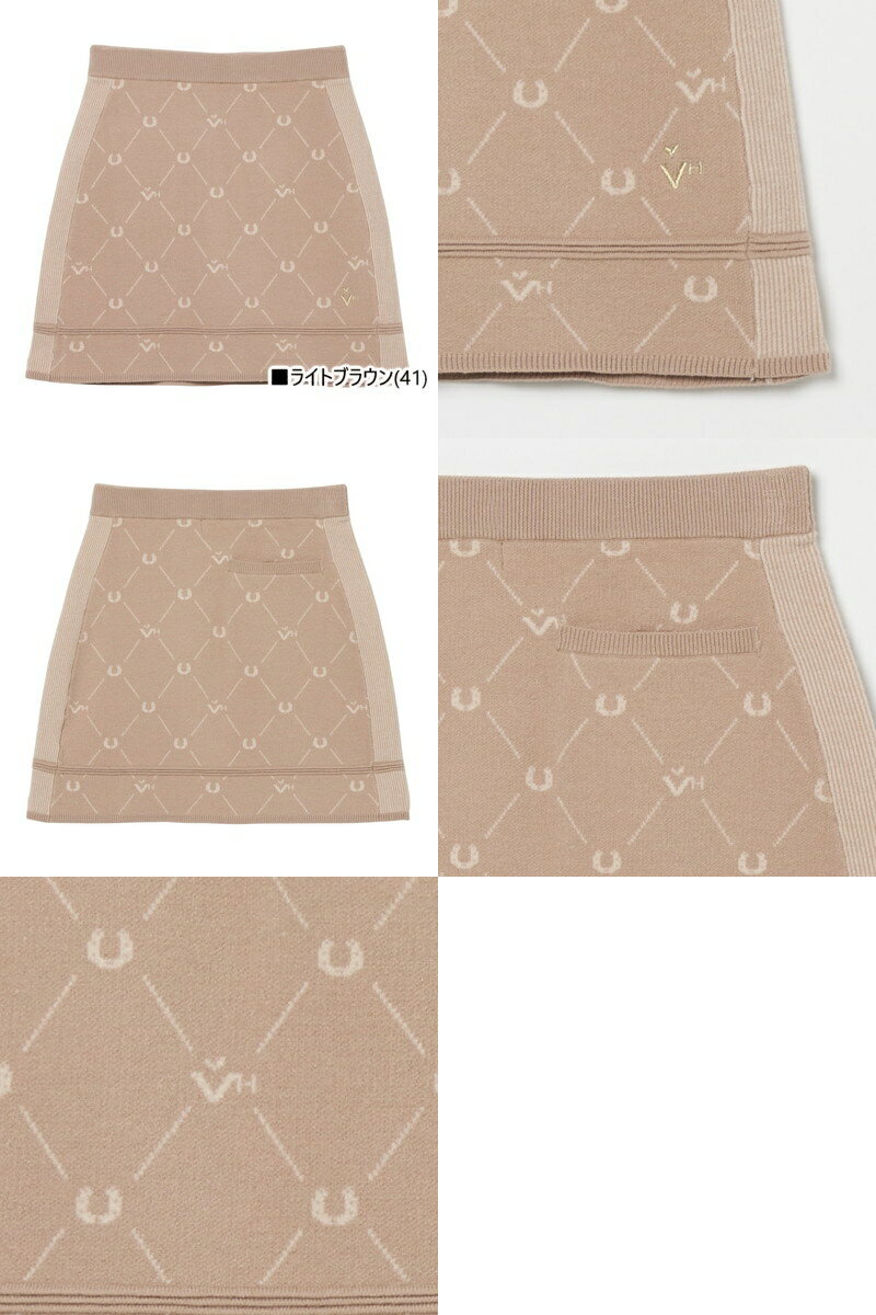 ビバハート VIVA HEART レディース スカート ニットスカート ラシェル柄 ジャカードニットスカート 格子×蹄鉄柄 プルオン仕様 サイドリブデザイン 【送料無料】 2025 秋冬 新作 ゴルフウェア