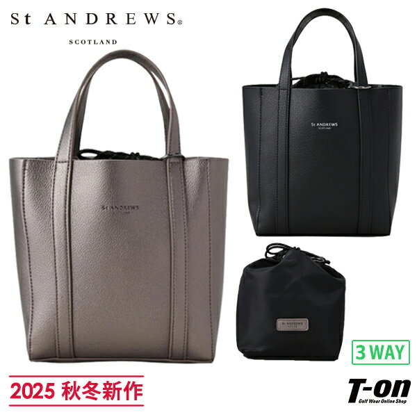 セントアンドリュース St ANDREWS メンズ レディース カートバッグ トートバッグ レザー調 インナー巾着付き ロゴ型押し 3WAY 【送料無料】 20...