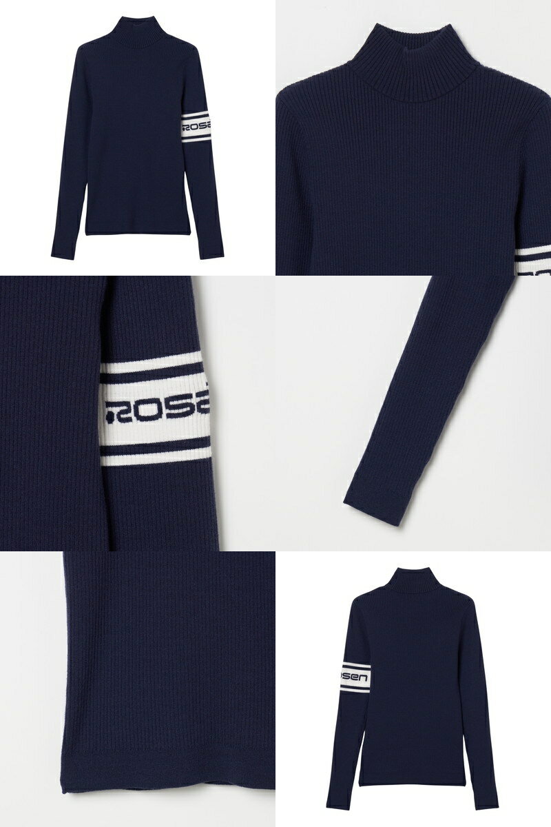 【30％OFF SALE】ロサーセン ROSASEN レディース セーター ハイネックセーター ハイネックリブニット モックネックニット インナーにもなる 袖ロゴラインデザイン 【送料無料】 2025 秋冬 新作 ゴルフウェア