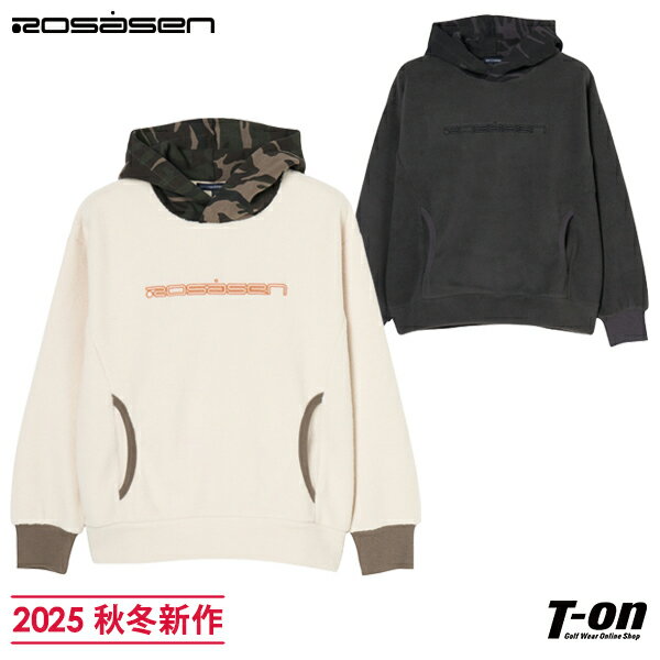 ロサーセン ROSASEN レディース パーカー トレーナー フーディー 表起毛ジャージー素材 カモフラ柄ディテール ロゴ刺繍 表ボア もこもこ素材 【送料無料】 2025 秋冬 新作 ゴルフウェア