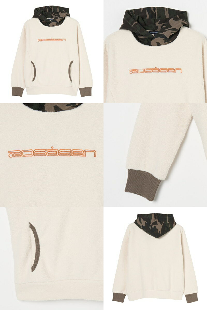 ロサーセン ROSASEN レディース パーカー トレーナー フーディー 表起毛ジャージー素材 カモフラ柄ディテール ロゴ刺繍 表ボア もこもこ素材 【送料無料】 2025 秋冬 新作 ゴルフウェア