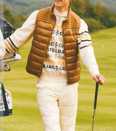 カステルバジャックスポーツ CASTELBAJAC SPORT メンズ セーター クルーネック ニットプルオーバー カラフルロゴジャガード 総柄デザイン 袖マルチカラーボーダー柄 ウール混 【送料無料】 2025 秋冬 新作 ゴルフウェア