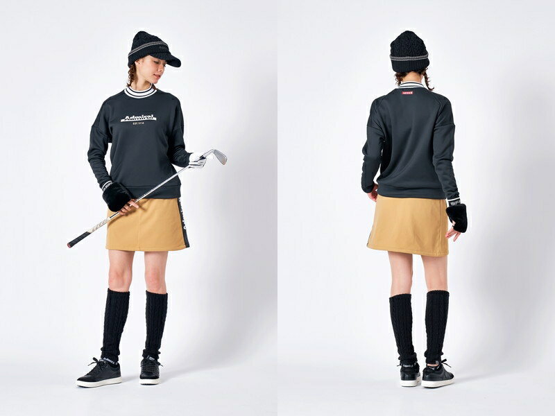 アドミラルゴルフ Admiral Golf 日本正規品 レディース トレーナー ハイネック スウェット プルオーバー 軽量 裏起毛 保温 ロゴプリント ライン入りリブ襟付 【送料無料】 2025 秋冬 新作 ゴルフウェア