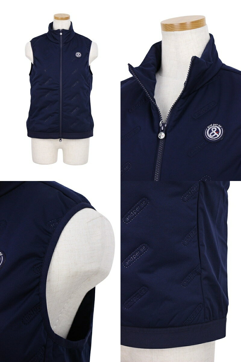 アンパスィ and per se レディース ベスト 中綿入り 保温 防寒 撥水 軽量中綿 ストレッチジャージ素材 着圧キルト エンボスロゴ柄 ロゴワッペン 【送料無料】 2025 秋冬 新作 ゴルフウェア