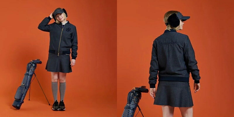 レザレクション Resurrection レディース ブルゾン ツイーディーウォームブルゾン ツイード風ストレッチ素材 裏地付き バックロゴ刺繍 ベロア調ロゴワッペン刺繍 【送料無料】 2025 秋冬 新作 ゴルフウェア