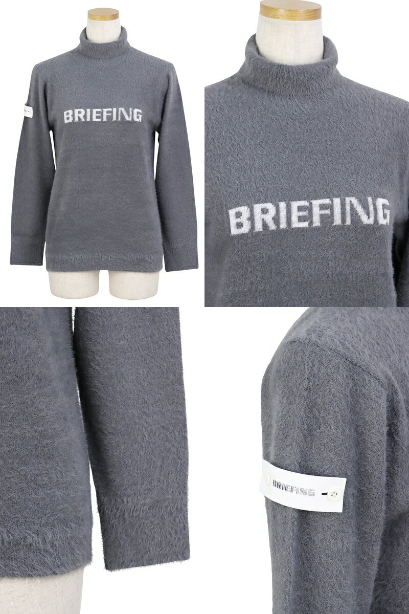 ブリーフィング ゴルフ BRIEFING GOLF レディース セーター ハイネックニット タートルネックプルオーバー シャギー素材 配色ロゴデザイン 袖ワッペン付 【送料無料】 2025 秋冬 新作 ゴルフウェア