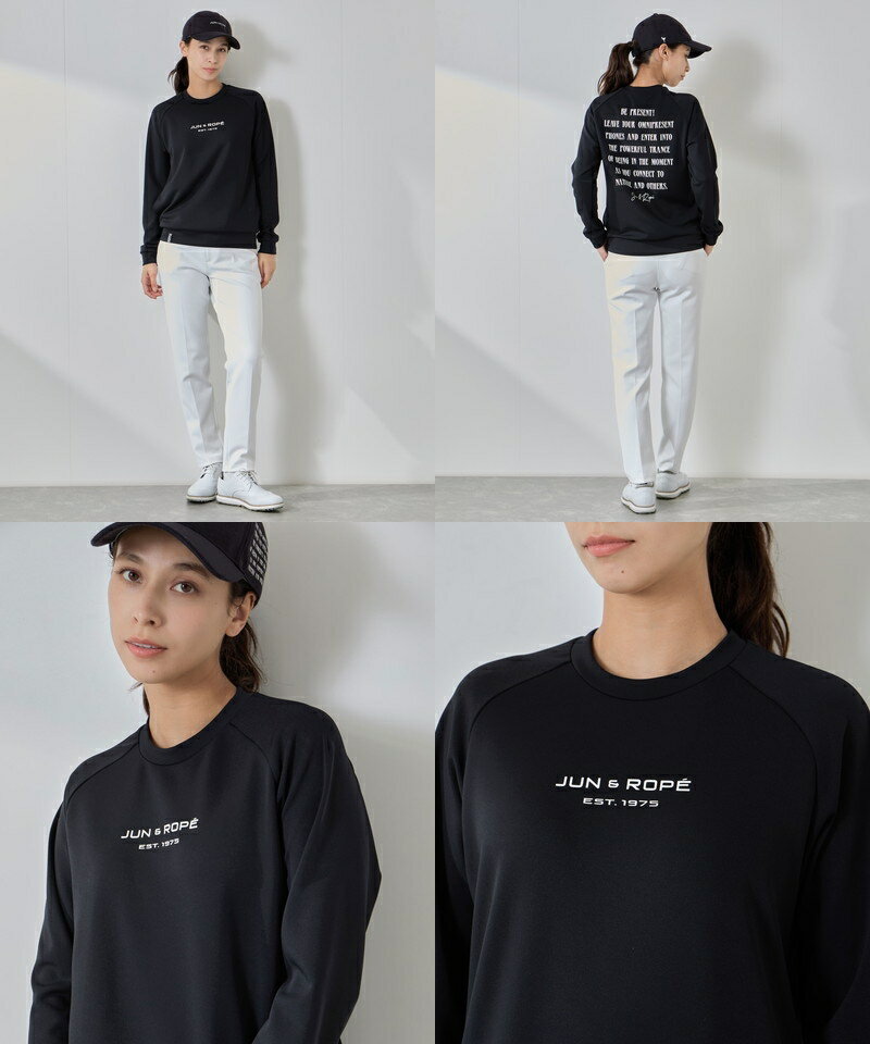 ジュン＆ロペ ジュンアンドロペ JUN＆ROPE レディース トレーナー プルオーバー ダンボールニット素材 UVカット 接触冷感 バックメッセージプリント 【送料無料】 2025 秋冬 新作 ゴルフウェア