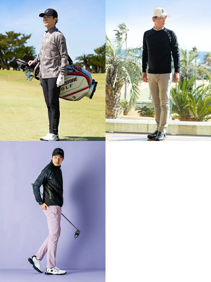 アルティコア ブリヂストン ゴルフ ULTICORE BRIDGESTONE GOLF メンズ ハイネックシャツ 長袖 ストレッチ 保温 ＋3℃ 3Dパターン設計 ラインブロック柄プリント 総柄 ロゴプリント M〜3Lまでご用意 モックネックシャツ 【送料無料】 2025 秋冬 新作 ゴルフウェア