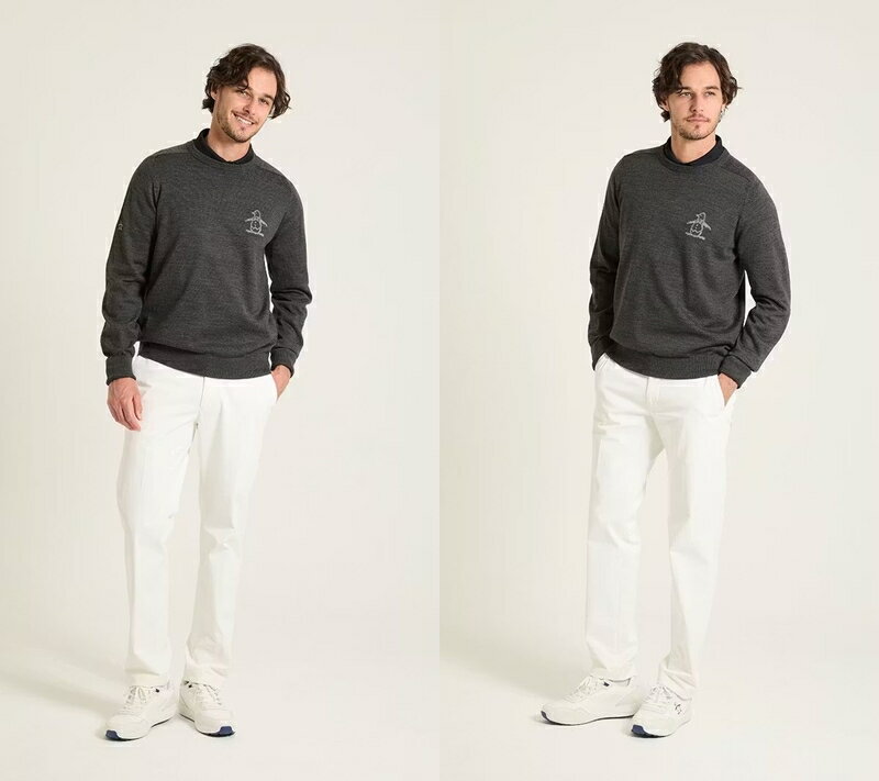 マンシングウェア Munsingwear メンズ セーター クルーネックセーター 吸湿発熱 手洗い可 ビッグロゴインターシャ ウールアクリル ニットプルオーバー 【送料無料】 2025 秋冬 新作 ゴルフウェア