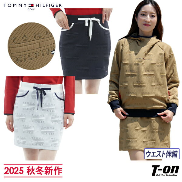 トミー ヒルフィガー ゴルフ TOMMY HILFIGER GOLF 日本正規品 レディース スカート ストレッチ ウエスト伸縮 ロゴキルトジャガード 配色パイピング ミニフラッグ刺繍付 【送料無料】 2025 秋冬 新作 ゴルフウェア