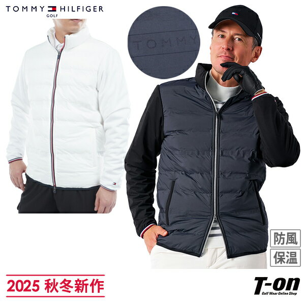 トミー ヒルフィガー ゴルフ TOMMY HILFIGER GOLF 日本正規品 メンズ ブルゾン 中綿ジャケット 身頃部分中綿入り 保温 防風 ストレッチ 袖異素材切替 ロゴ入り接結キルト 【送料無料】 2025 秋冬 新作 ゴルフウェア