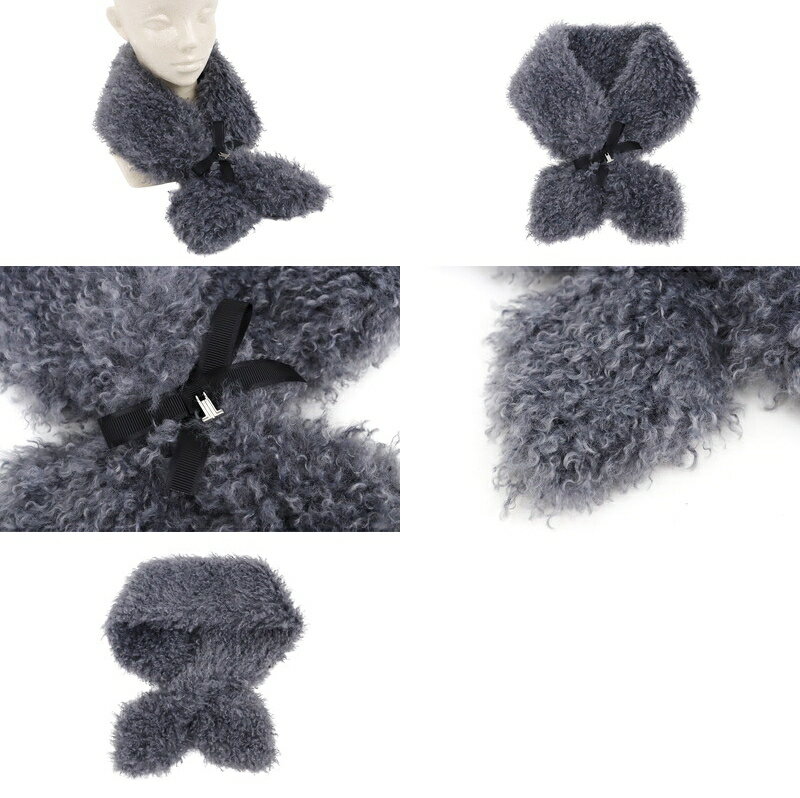 ランバン スポール LANVIN SPORT 日本正規品 レディース マフラー ネックウォーマー フェイクファー素材 差し込み式 保温 防寒 シープファー調 リボン付き ロゴパーツ 【送料無料】 2025 秋冬 新作 ゴルフ