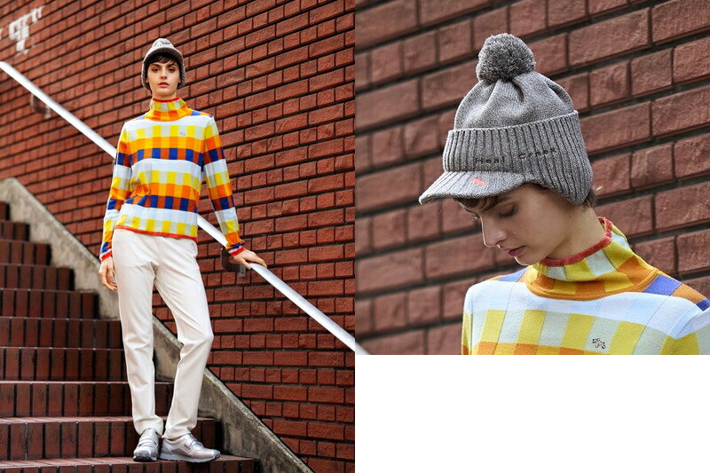 ヒールクリーク Heal Creek レディース キャップ ニットキャップ つば付きニット帽 耳当て付き ポンポン付き 杢調ニット ヘンリー君ロゴ刺繍 【送料無料】 2025 秋冬 新作 ゴルフ