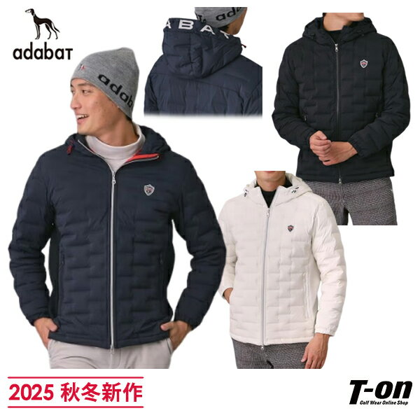 アダバット adabat メンズ ブルゾン ダウンブルゾン 撥水【新レーベル ADABAT NAVY】 フードロゴストレッチダウン 【送料無料】 2025 秋冬 新作 ゴルフウェア