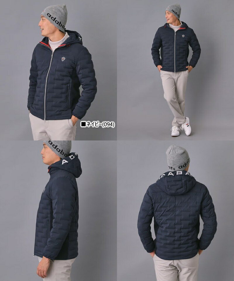 アダバット adabat メンズ ブルゾン ダウンブルゾン 撥水【新レーベル ADABAT NAVY】 フードロゴストレッチダウン 【送料無料】 2025 秋冬 新作 ゴルフウェア