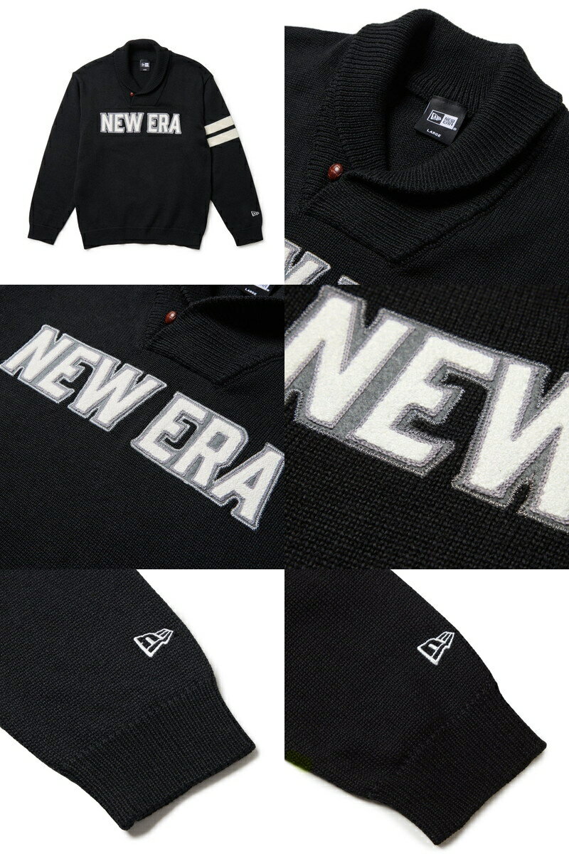 ニューエラ ゴルフ ニューエラ NEW ERA 日本正規品 メンズ セーター ショールカラーニット 手洗い可 サガラロゴワッペン 袖配色ラインデザイン ローゲージニット M〜3L 【送料無料】 2025 秋冬 新作 ゴルフウェア