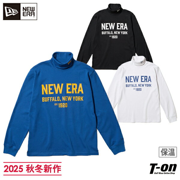 ニューエラ ゴルフ ニューエラ NEW ERA 日本正規品 メンズ ハイネックシャツ 長袖 タートルネックシャツ 裏起毛 保温 軽量 ウォームTシャツ ビッグロゴプリント インナーシャツにもなる M〜3L 2025 秋冬 新作 ゴルフウェア