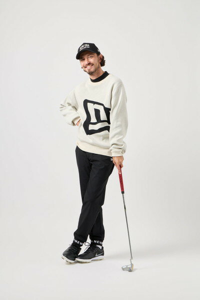 ニューエラ ゴルフ ニューエラ NEW ERA 日本正規品 メンズ セーター クルーネック ニット フラッグロゴジャガード ビッグロゴ M〜3Lまでご用意 【送料無料】 2025 秋冬 新作 ゴルフウェア