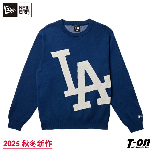 ニューエラ ゴルフ ニューエラ NEW ERA 日本正規品 メンズ セーター ニット クルーネック ロサンゼルスドジャース MLBコラボ LAロゴジャガード ビッグロゴ M〜3Lまでご用意 【送料無料】 2025 秋冬 新作 ゴルフウェア