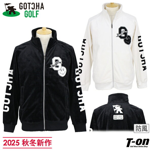ガッチャ ガッチャゴルフ GOTCHA GOLF メンズ ブルゾン トラックジャケット ベロア調 光沢感 ストレッチ 防風 ラグラン袖 サガラ刺繍 M〜4Lまで 【送料無料】 2025 秋冬 新作 ゴルフウェア