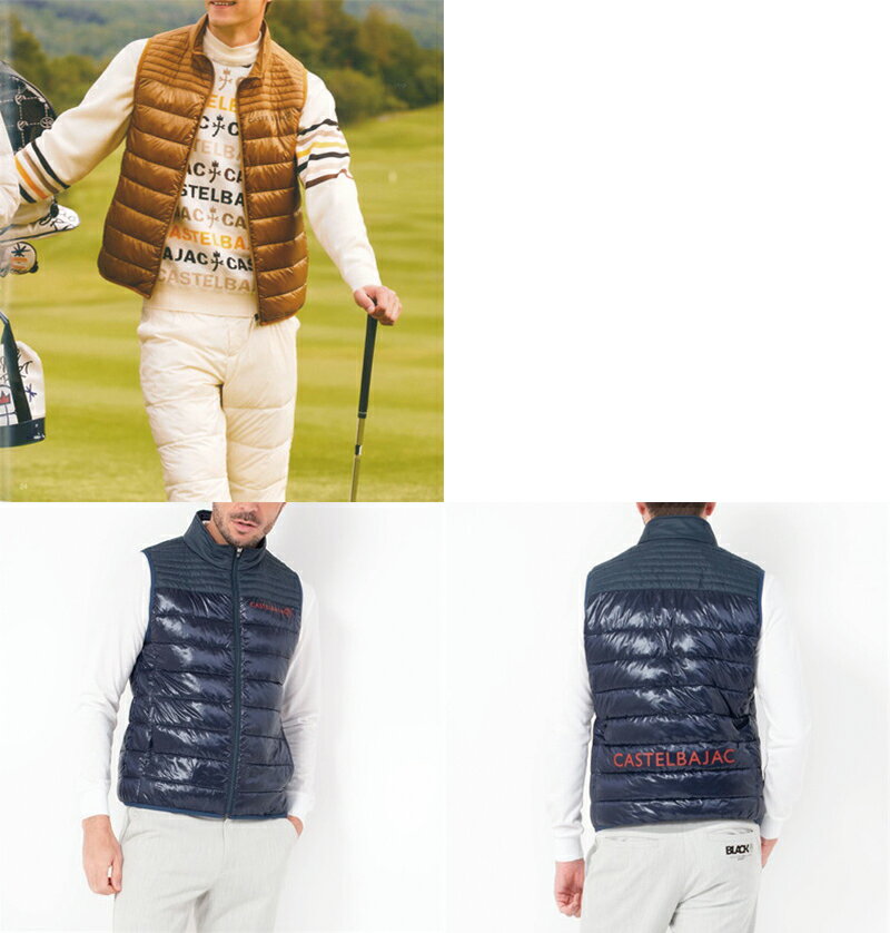 カステルバジャックスポーツ CASTELBAJAC SPORT メンズ ベスト 中綿ベスト ダウン混 洗えるダウン ファイバーダウンベスト 保温 防風 撥水 切替デザイン ロゴプリント 【送料無料】 2025 秋冬 新作 ゴルフウェア
