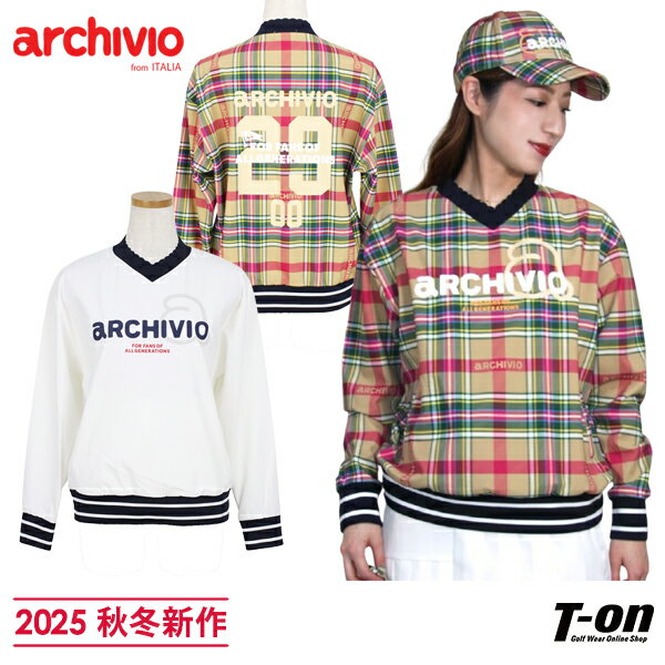 アルチビオ archivio レディース ブルゾン Vネック スニードジャック ストレッチ ロゴチェック柄 ロゴプリント ポーチ付き 【送料無料】 2025 秋冬 新作 ゴルフウェア