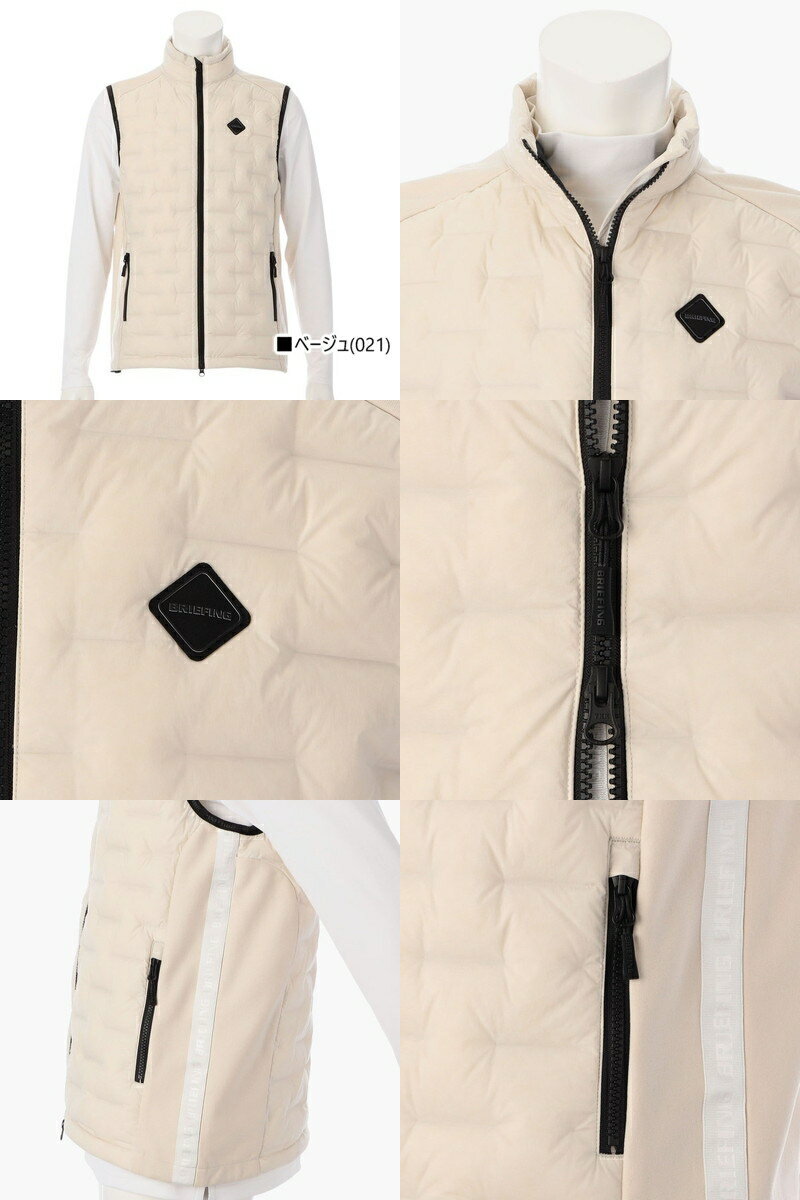 ブリーフィング ゴルフ BRIEFING GOLF メンズ ベスト ダウンベスト サイド裏起毛 保温 防寒 ダイヤモンドロゴ ワッペン HYBRID DOWN VEST 【送料無料】 2025 秋冬 新作 ゴルフウェア