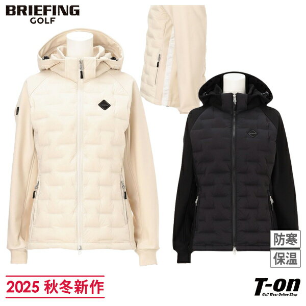 ブリーフィング ゴルフ BRIEFING GOLF レディース ブルゾン フード付きブルゾン ダウンパーカー 身頃ダウン入り 袖裏起毛 保温 防寒 サイドロゴジャガードテープ ロゴワッペン 【送料無料】 2025 秋冬 新作 ゴルフウェア