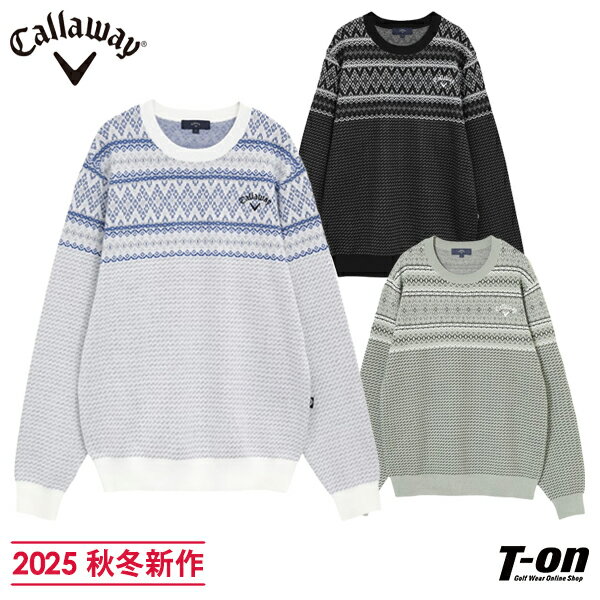 キャロウェイ アパレル キャロウェイ ゴルフ Callaway APPAREL メンズ セーター クルーネックニット プルオーバー ノルディック柄 総柄デザイン ロゴ刺繍入り 【送料無料】 2025 秋冬 新作 ゴルフウェア