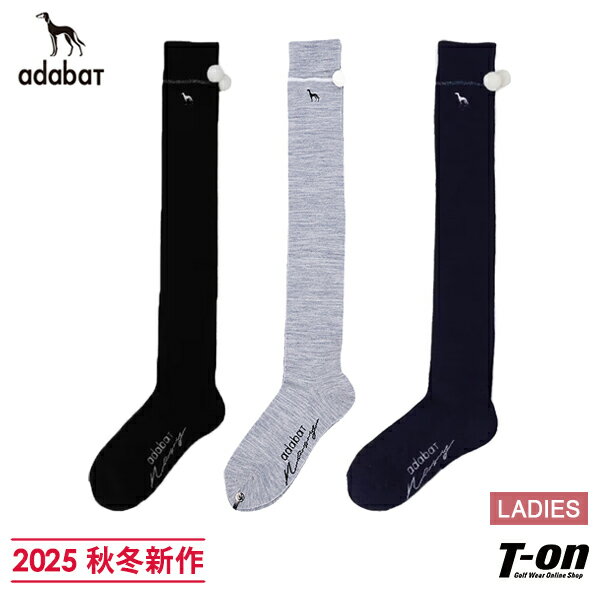 アダバット adabat レディース ソックス ニーハイソックス【ADABAT NAVY】ボンボンサ ...
