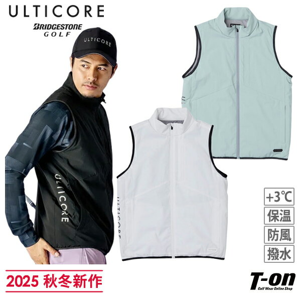 アルティコア ブリヂストン ゴルフ ULTICORE BRIDGESTONE GOLF メンズ ベスト 中綿ベスト ストレッチ 撥水 防風 ＋3℃ 発熱 保温 立体パターン設計 ロゴプリント M～3Lまでご用意 【送料無料】 2025 秋冬 新作 ゴルフウェア